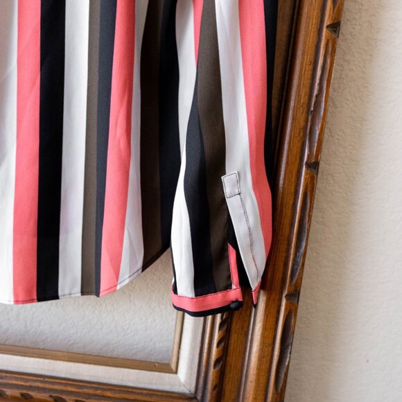 Ann Taylor Size XS Striped Ruffle Collar Blouse Long Sleeve Work Top - Picture 3 of 7